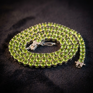 Collier tennis en péridot naturel 4 mm, 16 pouces, argent sterling 925 plaqué or 18 carats, pierre précieuse verte, bijoux élégants et luxueux pour femmes - Product Image 4