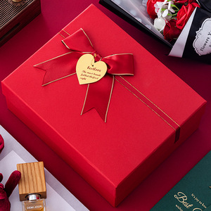 Boîte en papier rouge avec nœud, emballage cadeau Tian Di Gai, boîte en papier rouge festive, vente en gros disponible - Product Image 3