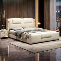 Lit de rangement moderne JUNYUHAO avec revêtement en tissu, cadre en pin, mousse haute densité, taille Queen/King, meubles de chambre à coucher