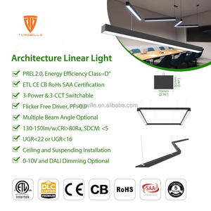 Lumière linéaire suspendue en aluminium LED de 50 mm de large, luminaire de plafond moderne pour bureau intérieur, <span class=keywords><strong>profil</strong></span> de lumière, indice de protection IP20, dimmable, 5 ans - Product Image 2