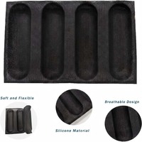 Plaque de cuisson en silicone de qualité alimentaire pour baguettes, moule à pain perforé en fibre de verre, plaque réutilisable pour pains à hot-dogs