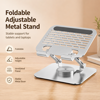 Nuevo Soporte Portátil para Laptop de Aluminio Plateado, Plegable de Doble Eje, Estándar CE RoHS, para Uso en Casa, Oficina, Tabletas y Computadoras
