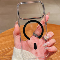 Étui de téléphone magnétique transparent en PC pour iPhone 13 14 15 16 17 Pro Max, coque de protection antichoc avec coque rigide transparente
