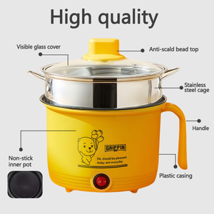 Olla Eléctrica de Alta Gama de 1.8L con Vaporera, Tapa de Vidrio Templado, Temperatura Ajustable, Revestimiento Antiadherente, Uso en Exteriores - Product Image 3