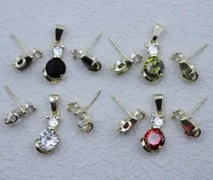 Kleurrijke Zirkoon 14K Goud Luxe Merk Sieraden Set Voor Dames Accessoires Sieraden Set Custom Sieraden Productie