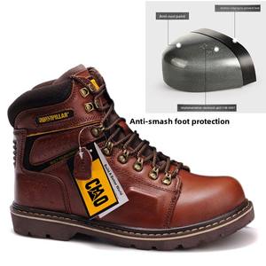 Botas de trabajo clásicas de invierno para hombre, zapatos de seguridad de piel de vaca antigolpes Tough Guy con protección de pie de gran tamaño y capa de dedo gordo - Product Image 1