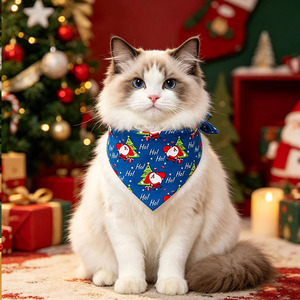 Yisi Pet – Écharpe triangulaire de Noël pour animaux de compagnie, motif dessin animé, chaude, pour chats et chiens - Product Image 2