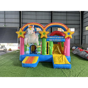 Compre Jumping Castle en línea Castillo hinchable de grado comercial PVC Unicorn Small Bounce House con tobogán Combo - Product Image 1