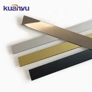 Kuanyu Gold Silver Color Stainless Steel Floor Inlay Strips Ceramic Corner Edge T Shape Tile Trim For Wall Floor Decoration