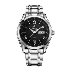Men's Waterproof Mechanical Wristwatch Solid Steel Strap Dual Calendar Display Design - Product Image 6