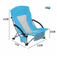 Fauteuil pliant de style glamping pour l'extérieur, chaise de camping et de plage portable avec sac de rangement latéral, en tissu Oxford, design à jambes basses