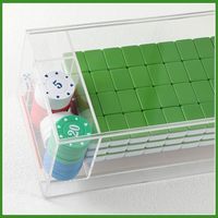 Accessoires et fournitures de Mahjong : Boîte de rangement personnalisée en acrylique pour tuiles de Mahjong américain avec design coulissant