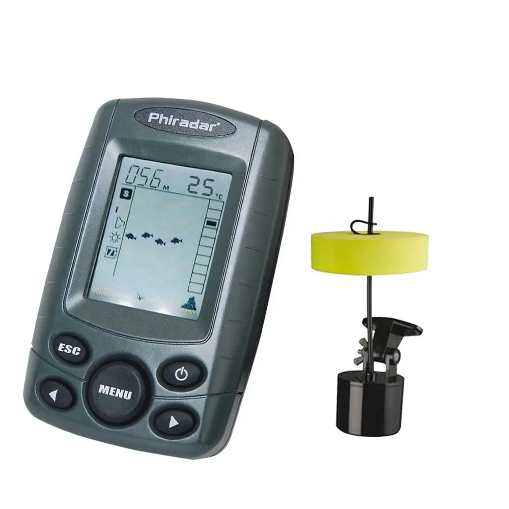 Phiradar FF1108A Pencari Ikan Portabel, Alarm Memancing Di Es Sonar Sounder Transduser Fishfinder 0.6-100M Memancing Gema Sounder