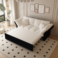 Canapé-lit convertible 3-en-1 avec lit queen size escamotable, canapé deux places moderne et moelleux, chaise longue pour petit salon ou bureau
