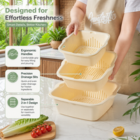 Panier de Lavage et de Rangement Double Couche Multifonctionnel pour Légumes et Fruits, Robuste et Durable, Idéal pour Comptoir, Renforcé