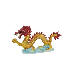 2023 Nieuwe Dragon Metal Figure Standbeeld Tinnen Kristal Emaille Trinket Sieraden Decoratieve Drakendoos Voor Drakenjaar Geschenken