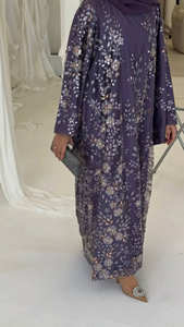 Robe longue de soirée Abaya de luxe Loriya brodée et perlée pour femmes musulmanes, tenue de soirée islamique modeste de Dubaï - Product Image 4