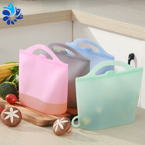 Sacs de conservation alimentaire en silicone 1000 ml rectangulaires avec poignée et couvercle à clipser pour pique-nique et congélation - Product Image 1
