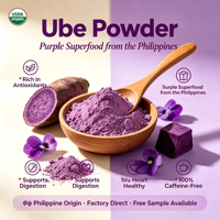 Poudre d'Ube Biologique des Philippines en Vrac, Marque Blanche, Riche en Fibres, Sans Caféine, Qualité Alimentaire pour Bubble Tea