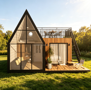 Maisonnette de luxe préfabriquée en bois de 20 pieds avec structure triangulaire en acier, pour logement forestier UE, avec salle de bain et salle de sport - En promotion - Product Image 3