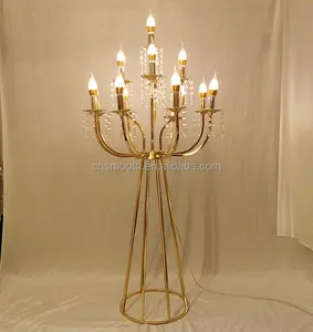 Top Quality Exquisite Gold And Silver String Of Beads Candlestick Holder Crystal Candelabra Wholesale From China Supplier