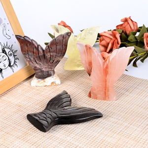 Sculptures de queue de sirène en cristal naturel sculpté, pierres précieuses sculptées, pour la décoration de bureau, vente en gros - Product Image 3
