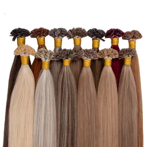 Fast delivery raw Russian hair keratin extensions cuticle aligend 50g per pack keratin tip human hair extensions
