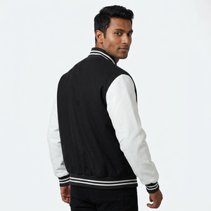 2025 New Arrival Black & <b>White</b> Color Personalized Lettermen Varsity <b>Jackets</b> Top Selling Low MOQ Durable Baseball <b>Jacket</b> for <b>Men</b> - Product Image 1