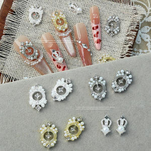 Ретро элегантная Роскошная оправа для дизайна ногтей Подвески Diablo барочный жемчуг инкрустированный бриллиантами декор для маникюрного салона - Product Image 4