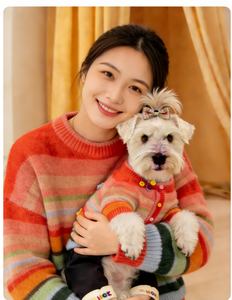 Customizable Rainbow Matching Sweater Set - Soft Knit Outfits <b>For</b> <b>Dog</b> And Owner - Product Image 2