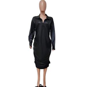 Vêtements pour femmes d'automne, nouvelle collection, long manteau en PU, grande taille pour femmes - Product Image 5