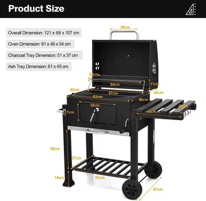 Barbecue à charbon de bois de luxe moderne et robuste avec fumoir décalé et cheminée sur chariot pour jardin - Product Image 2