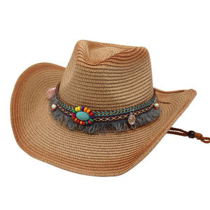 Modelo transfronterizo eBay, sombrero <span class=keywords><strong>de</strong></span> paja <span class=keywords><strong>de</strong></span> vaquero occidental, visera bloqueadora solar con flecos, estilo étnico, sombrero <span class=keywords><strong>de</strong></span> playa ahuecado, estilo <span class=keywords><strong>ins</strong></span> - Product Image 4