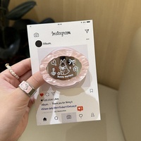 Support de téléphone magnétique ovale créatif en PC avec miroir, extensible, style Instagram, pour bureau, ambiance féminine haut de gamme