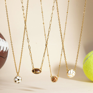 Collar <span class=keywords><strong>de</strong></span> Cadena con Diseño <span class=keywords><strong>de</strong></span> Joyería <span class=keywords><strong>de</strong></span> Estilo Moderno, Collar <span class=keywords><strong>de</strong></span> Acero Inoxidable con Colgante <span class=keywords><strong>de</strong></span> Balón <span class=keywords><strong>de</strong></span> Fútbol, Rugby, Baloncesto y Voleibol con Acabado <span class=keywords><strong>de</strong></span> Goteo <span class=keywords><strong>de</strong></span> Aceite, 18K - Product Image 4