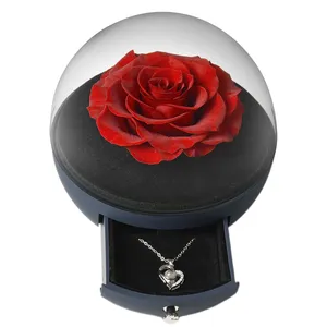 Promotional Various Using preserved flowers and plants eternal rose bear with necklace preserved roses