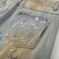 Shorts en jean déchirés amples pour hommes, style streetwear, motif graffiti, en denim délavé, fabrication OEM personnalisée, Jorts d'été