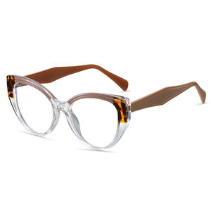 Monture de lunettes œil-de-chat TR87272 anti-lumière bleue, monture complète, verres en acétate, unisexe, lunettes de mode géométriques, motif guépard - Product Image 1