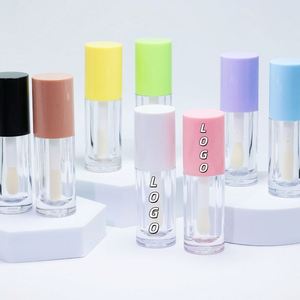 Grands tubes de gloss à lèvres transparents avec applicateur en forme de pied de chèvre, avec capuchon rose, 6 ml, avec grand pinceau/brosse - Product Image 1