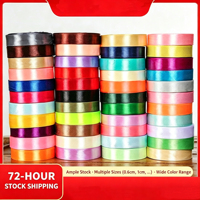 Ruban en satin de polyester uni de 2 cm x 25 yards, vente en gros d'usine, pour emballage de boîtes cadeaux et bouquets floraux