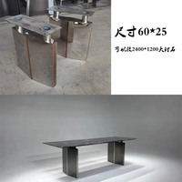 Meubles de maison de luxe miroir argent inoxydable Restaurant marbre granit Tables à manger pieds