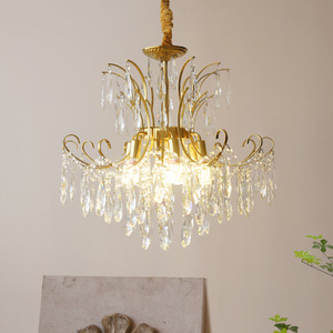 Lámpara de Araña de Cristal Estilo Francés, LED E27, Múltiples Cabezas Redondas, Iluminación para Sala de Estar, Ambiente Retro Ámbar, Decoración del Hogar - Product Image 2