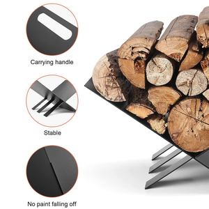 Porte-bûches en fer portable intérieur/extérieur détachable noir pour le stockage du <span class=keywords><strong>bois</strong></span> <span class=keywords><strong>de</strong></span> la <span class=keywords><strong>cheminée</strong></span> - Product Image 2