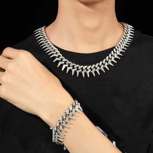 Collier de perles unisexe 12 mm à maillons barbelés, style hip-hop <span class=keywords><strong>rap</strong></span> cubain, avec diamants, pour l'Europe et les États-Unis, au design haut de gamme - Product Image 4