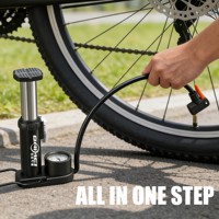 BaiMei High Pressure 140PSI Floor Foot Pump with Gauge Portable Air Inflator for Bike Motorcycle Car Ball