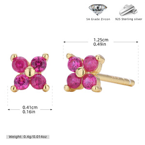 Pendientes de Plata de Ley con Diseño de Trébol de Cuatro Hojas, Cadena y Aro, para Mujer, Joyería de Moda Diaria, Regalo - Product Image 6