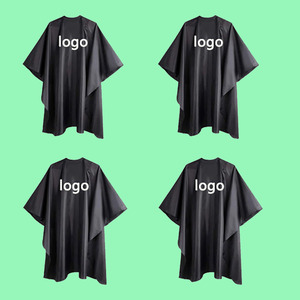Cape de Barbier Personnalisée avec Logo, Robe de Coiffure Noire à Ouverture Facile pour Mains Libres, en Polyester Doux - Product Image 6