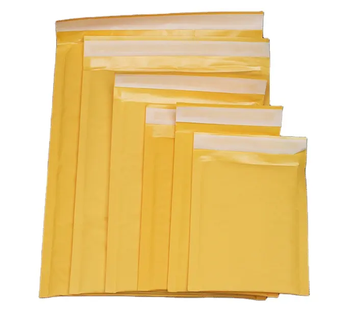पीले क्राफ्ट पेपर बुलबुला बैग फैक्टरी हाजिर एक्सप्रेस रसद पैकेजिंग फोम के साथ पीले कागज बुलबुला पत्र बैग