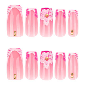 <span class=keywords><strong>Ongles</strong></span> carrés moyens tendance, vente en gros, nouveauté populaire, avec breloque fleur 3D, style doux et cool, en gel, motif léopard guépard, faits main, avec <span class=keywords><strong>colle</strong></span> - Product Image 4