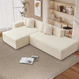 โซฟาแบ่งส่วนแบบแยกส่วนโซฟาตกแต่งรูปตัว L ที่สะดวกสบายพร้อมเก้าอี้นอนสำหรับห้องนั่งเล่นห้องนอนอพาร์ทเม้นสีเบจ - Product Image 3